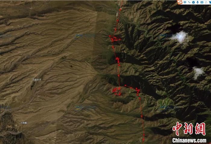圖為雪豹故地重游來到放歸地的足跡?！?nèi)蒙古賀蘭山國家級(jí)自然保護(hù)區(qū)供圖