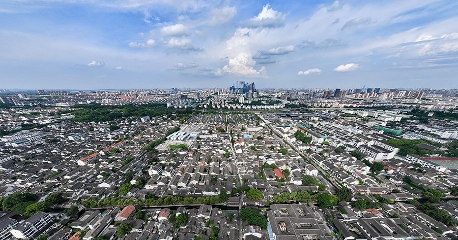 2023年7月3日拍攝的蘇州平江歷史文化街區(qū)（無人機照片）。新華社記者 李博 攝