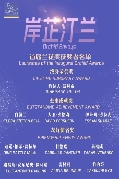 首屆蘭花獎獲獎者名單。 巴西圣保羅州立大學孔子學院供圖。（來源：人民畫報）