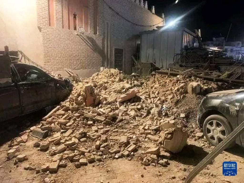 這是9月9日在摩洛哥南部城市馬拉喀什拍攝的震后景象。新華社發(fā)