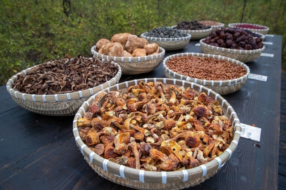 △近日，漠河市北極村一景區(qū)展示的林下產(chǎn)品。