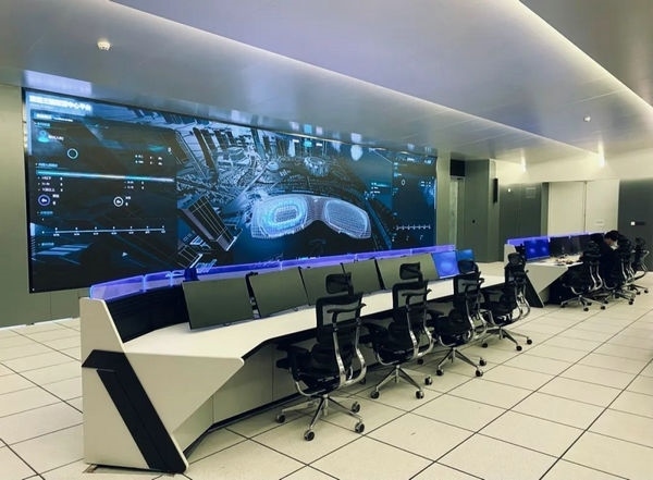 杭州奧體中心游泳館內(nèi)智慧可視化平臺。 圖片來源：場館建設(shè)方