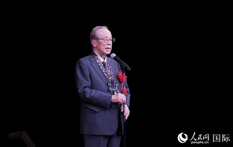 日本前首相福田康夫發(fā)表致辭。人民網(wǎng) 蔣曉辰攝