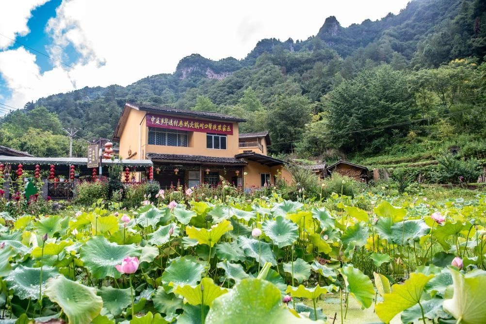 這是8月28日拍攝的華溪村村民開設(shè)的農(nóng)家樂(lè)外景。新華社記者 唐奕 攝