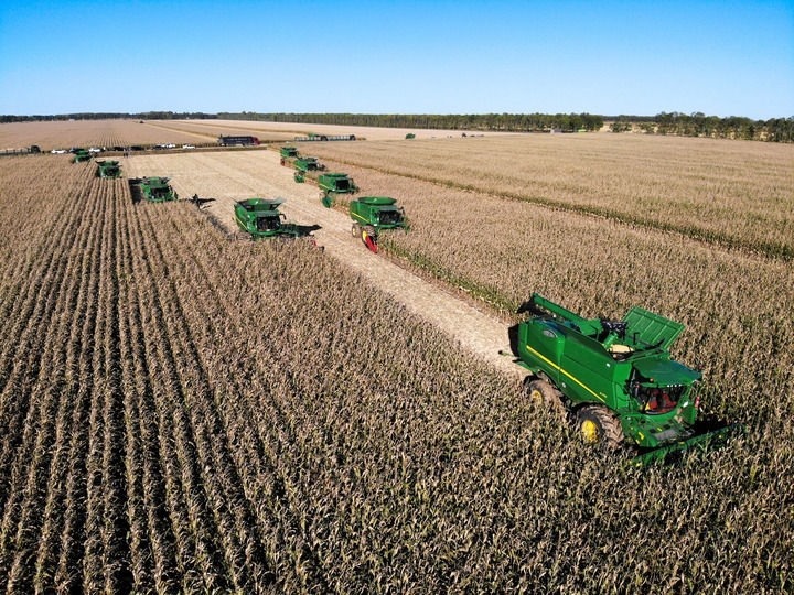 9月20日在位于黑龍江雙鴨山市友誼縣的北大荒農(nóng)業(yè)股份有限公司友誼分公司一地塊拍攝的秋收現(xiàn)場（無人機照片）。新華社記者 王松 攝