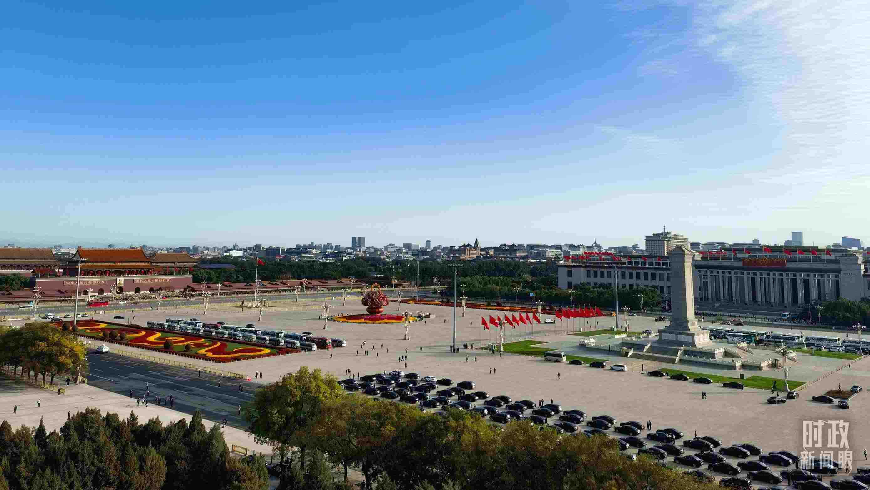 △18日的天安門廣場。（總臺央視記者周志國拍攝）