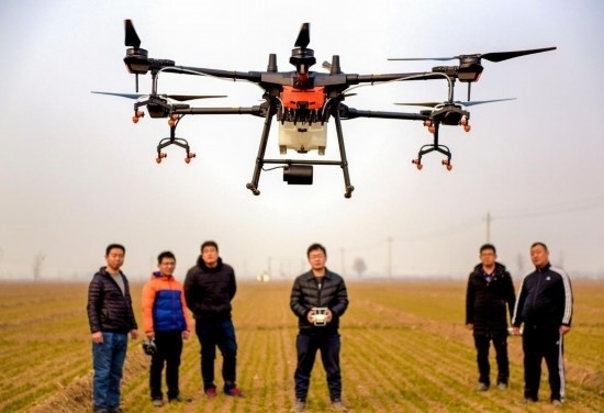 2019年2月25日，無人機教員（右三）在河北省衡水市冀州區(qū)徐莊鄉(xiāng)北榆林村為村民做植保無人機飛行操作技能培訓(xùn)。新華社記者 李曉果 攝