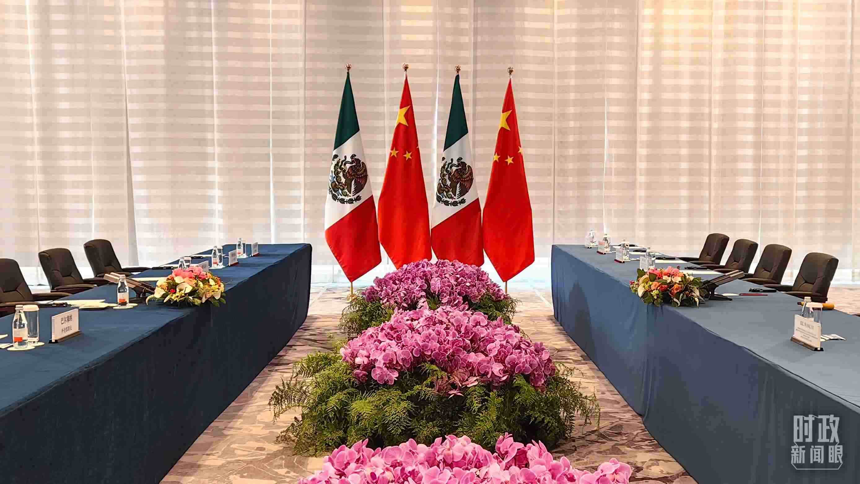 △中墨兩國(guó)會(huì)談開(kāi)始前的現(xiàn)場(chǎng)。（總臺(tái)央視記者楊波拍攝）