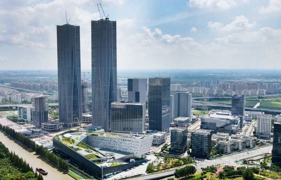 位于上海浦東新區(qū)的張江科學會堂（前）（2023年9月10日攝，無人機照片）。