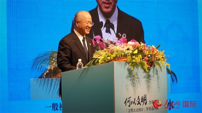 日本日中協(xié)會理事長瀨野清水致辭。人民網 蔣曉辰攝