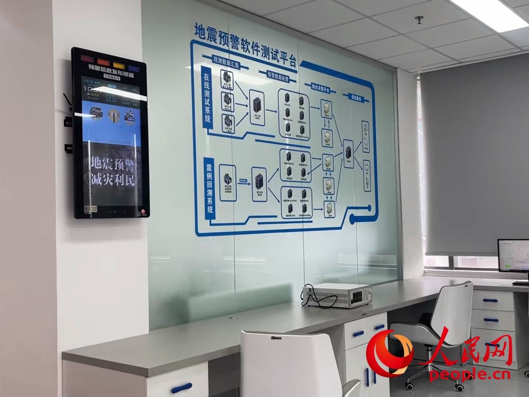 中國地震局地震預(yù)警技術(shù)測試實驗室。人民網(wǎng) 周靜圓攝