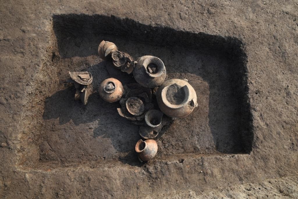 汶溪遺址河姆渡文化晚期墓葬。寧波市文化遺產(chǎn)管理研究院供圖