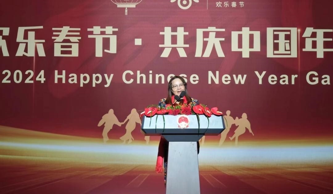 南非旅游部長德利萊女士致辭。中國駐南非大使館供圖
