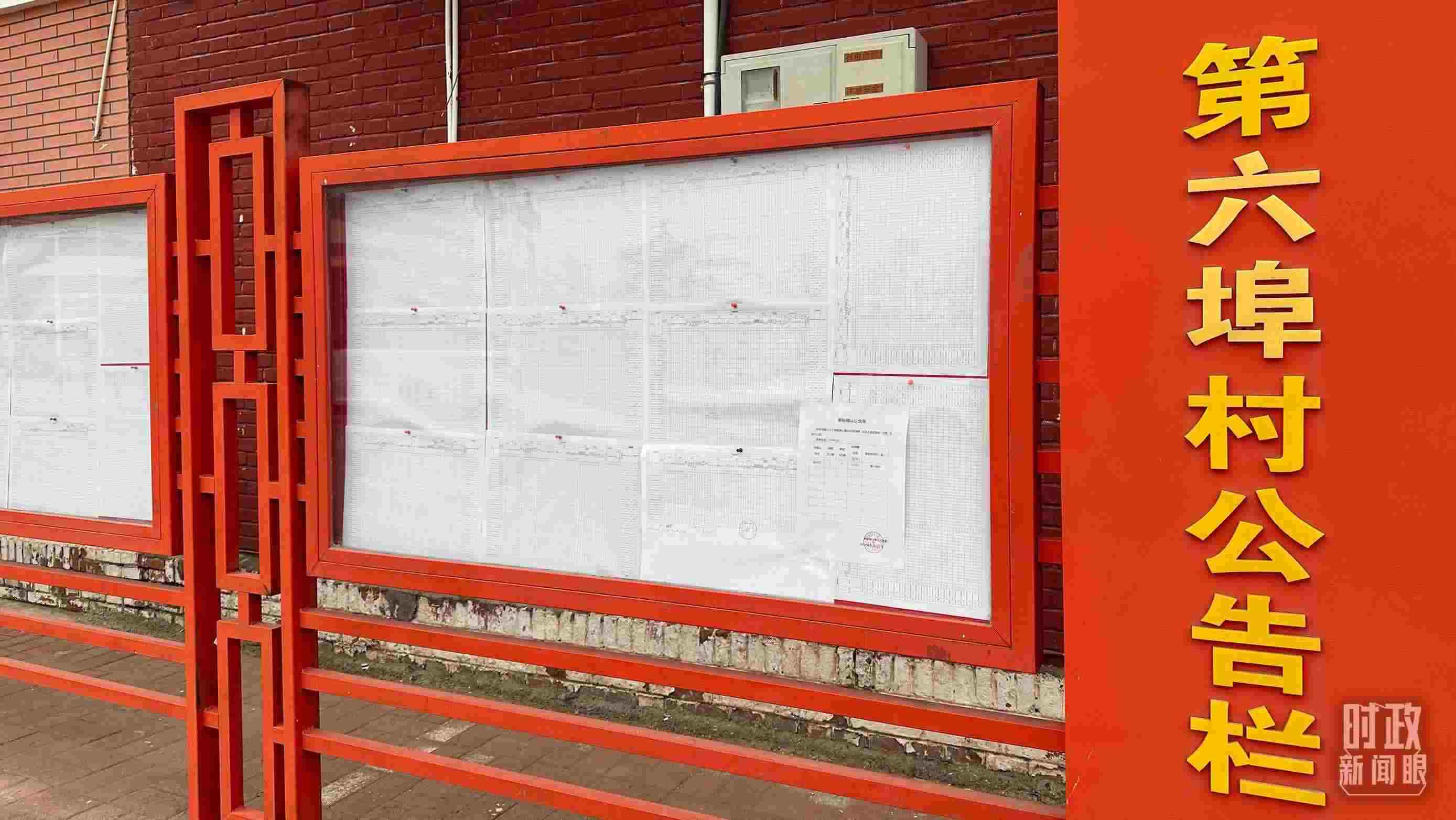 △第六埠村公告欄里張貼著“天津市2023年蓄滯洪區(qū)農(nóng)作物、經(jīng)濟(jì)林補(bǔ)償標(biāo)準(zhǔn)表”等。（總臺(tái)央視記者覃思拍攝）