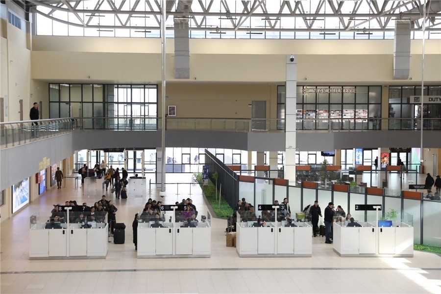 3月24日，扎門烏德口岸通關現(xiàn)場。駐蒙古使館供圖