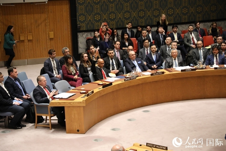 4月18日，安理會(huì)投票現(xiàn)場，12個(gè)成員投贊成票。 人民網(wǎng)記者 李志偉攝