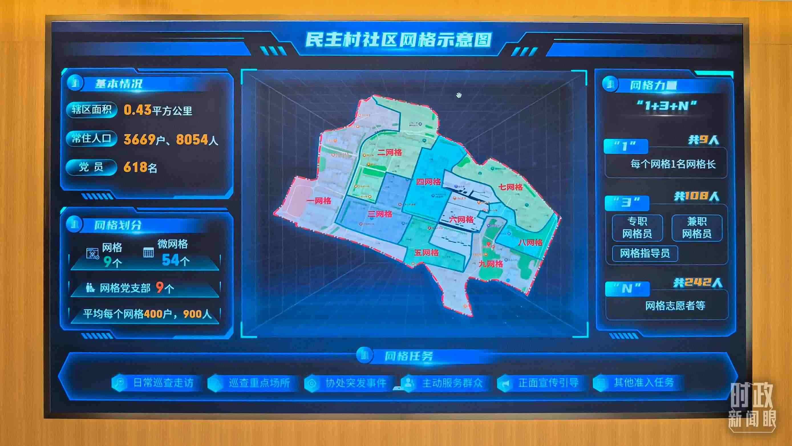 △民主村社區(qū)網(wǎng)格示意圖。（總臺央視記者邢彬拍攝）