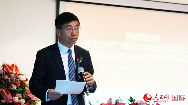 國(guó)家電網(wǎng)公司非洲辦事處主任汪文安致辭。人民網(wǎng) 劉暢攝