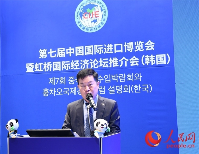 韓國貿(mào)易協(xié)會專務(wù)理事金高鉉發(fā)言。 人民網(wǎng) 程安康攝