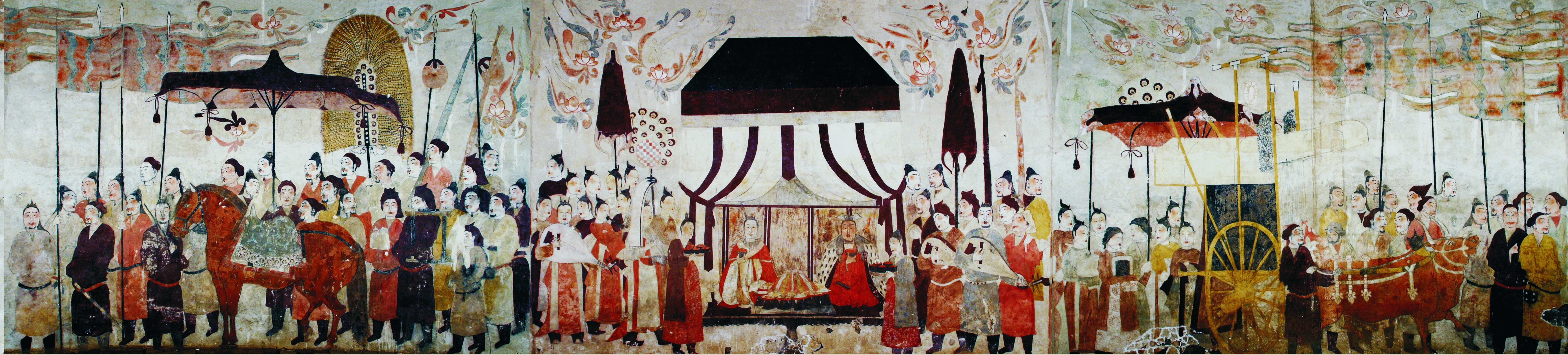 這是徐顯秀墓室壁畫展開圖。太原北齊壁畫博物館供圖