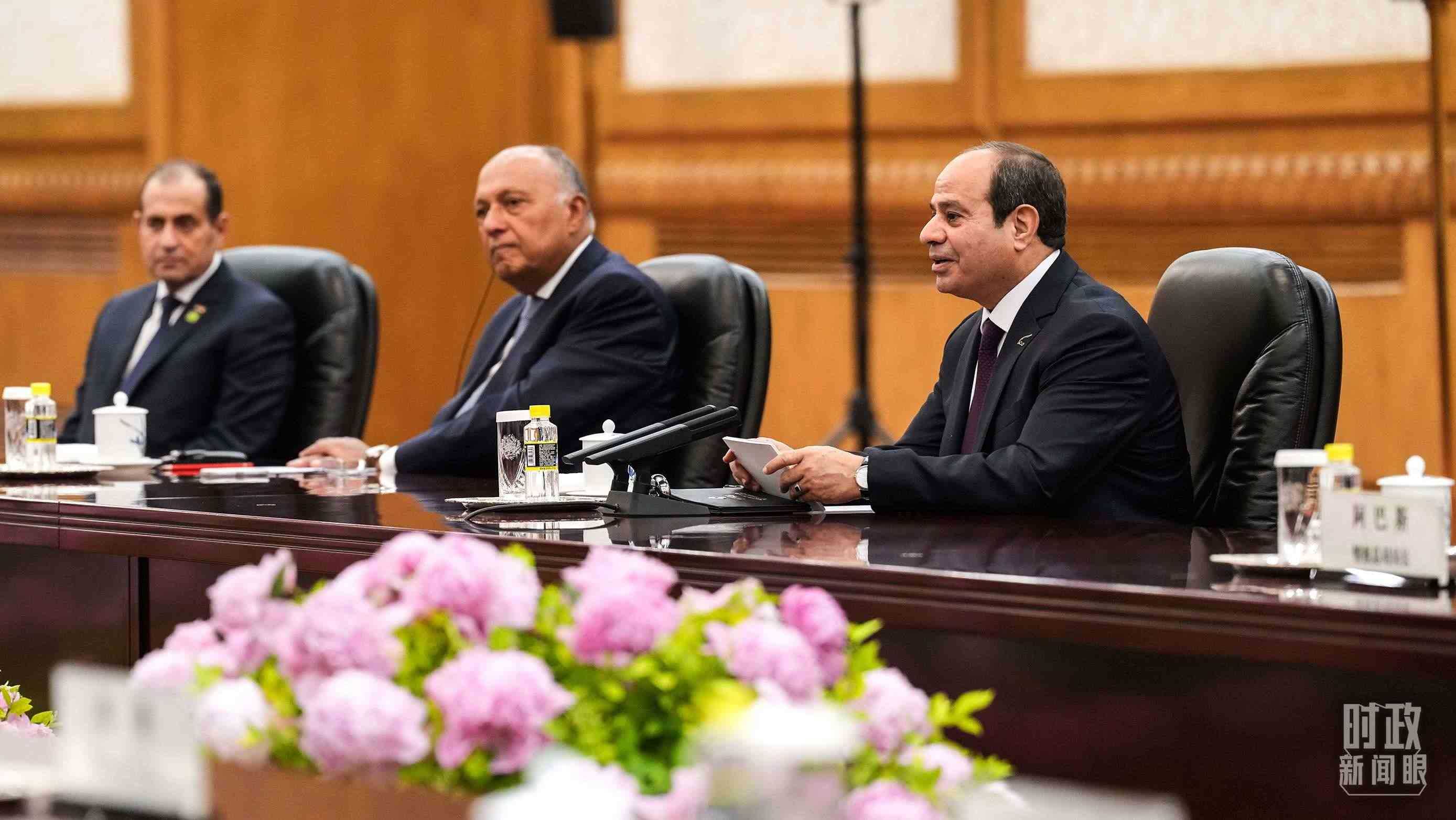 △會談中的塞西總統(tǒng)。（總臺國廣記者李晉拍攝）