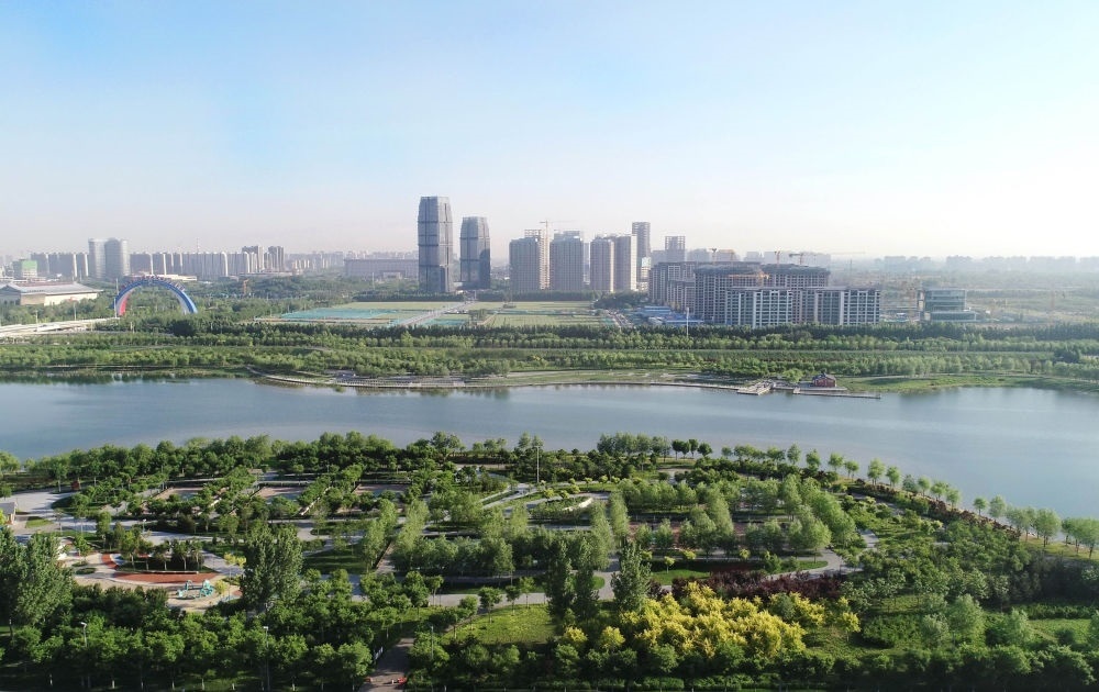 石家莊市滹沱河景色（2022年5月16日攝，無人機照片）。新華社記者 楊世堯 攝