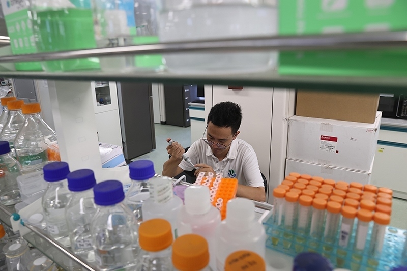 在三亞崖州灣科技城，一名青年科技工作者正在進(jìn)行科研工作。