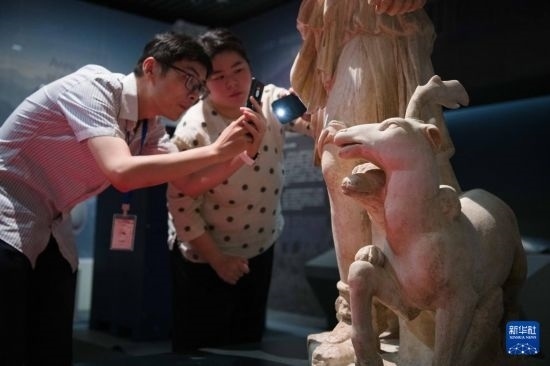 7月2日，安徽博物院工作人員在拍攝開箱后的古希臘文物。新華社記者 張端 攝