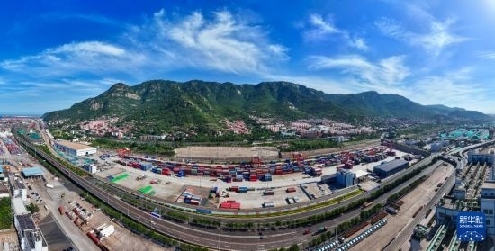 這是6月26日拍攝的中哈連云港物流合作基地（無人機照片）。新華社記者 季春鵬 攝