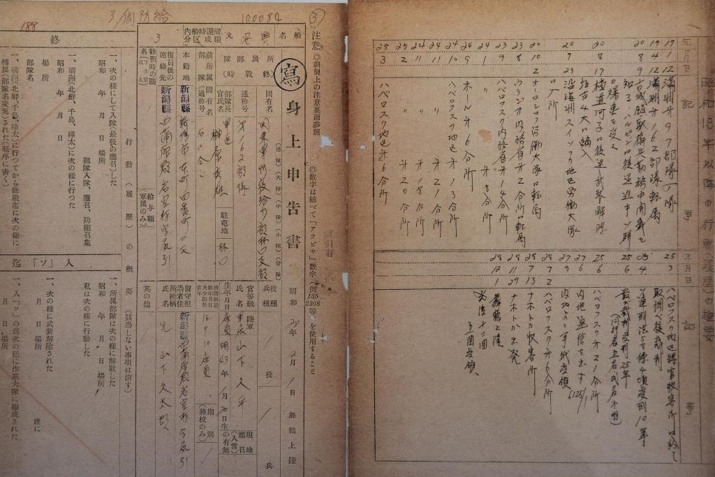 這是7月5日在侵華日軍第七三一部隊罪證陳列館拍攝的731部隊林口162支部《身上申告書》（影印件）。新華社記者 張濤 攝