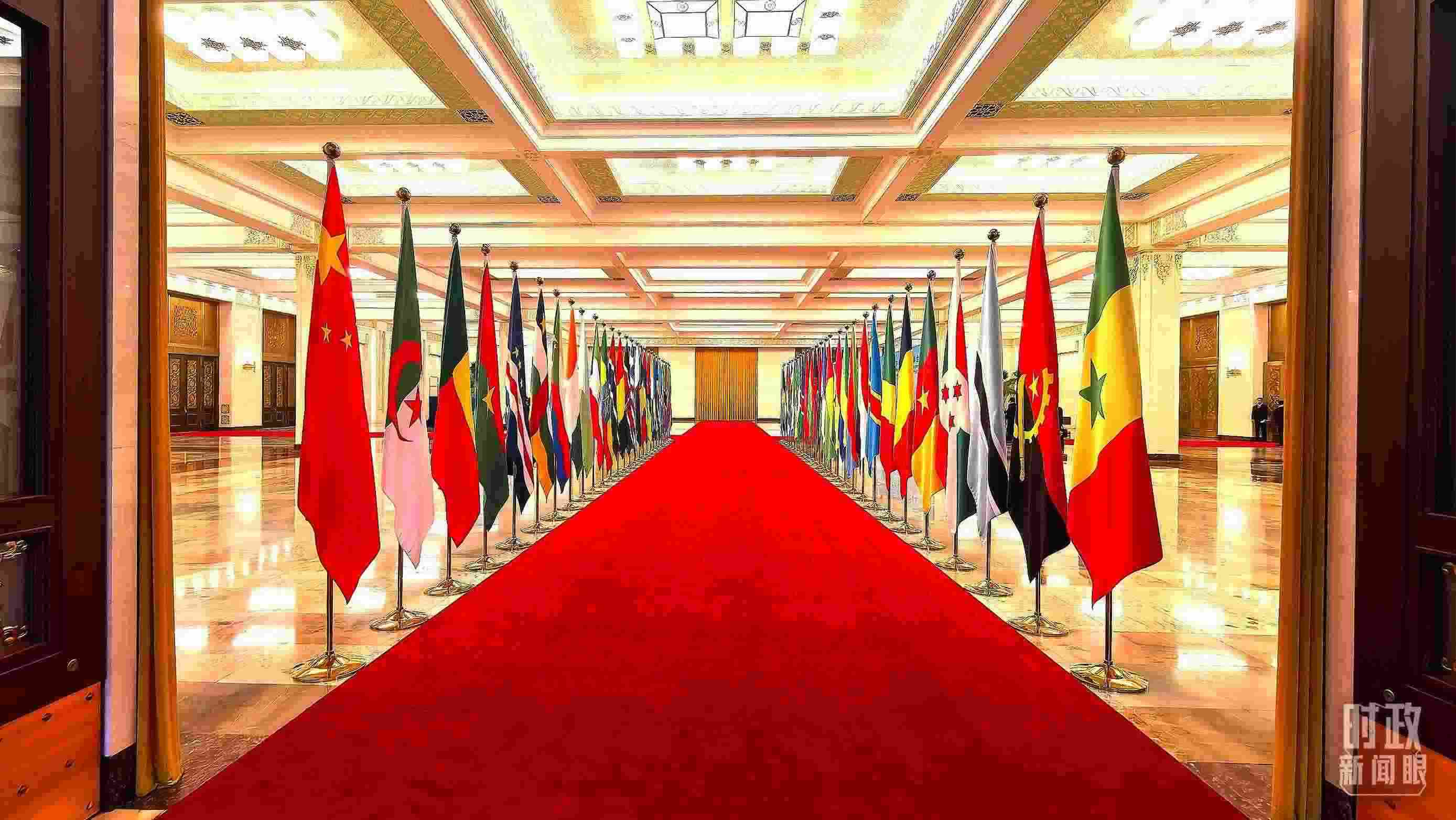  △人民大會(huì)堂內(nèi)的旗陣。（總臺(tái)央視記者馬超拍攝）