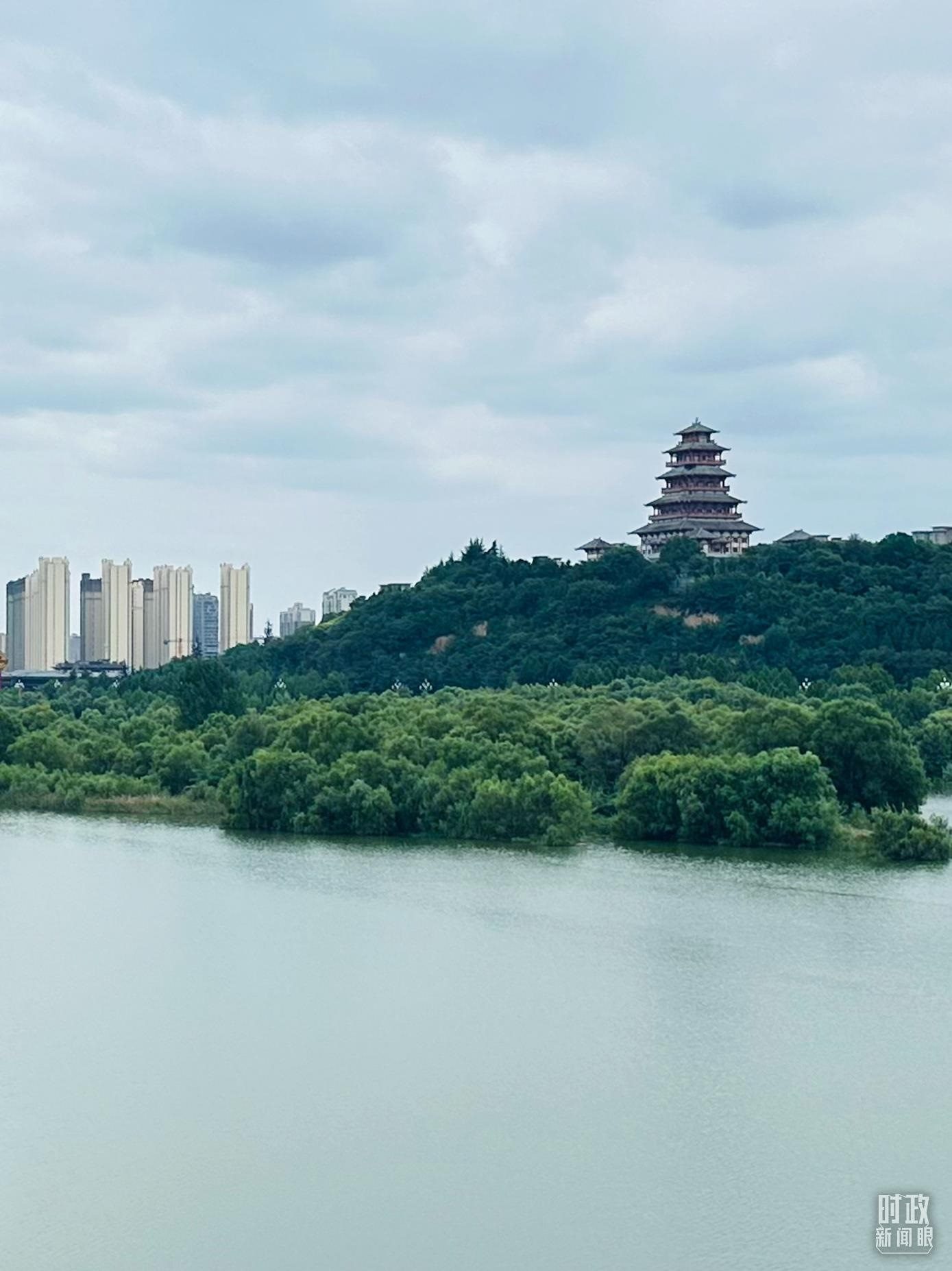 △渭河寶雞段長224公里，目前建成17處渭河灘區(qū)生態(tài)涵養(yǎng)區(qū)。（總臺(tái)央視記者范一鳴拍攝）