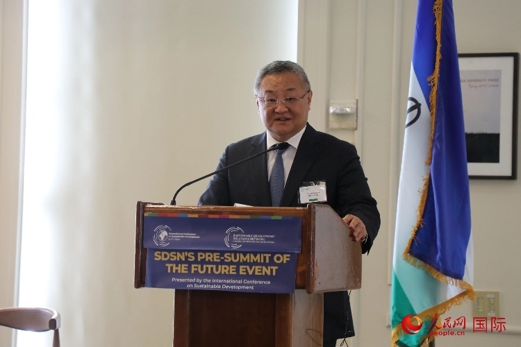 中國常駐聯(lián)合國代表傅聰大使發(fā)表演講。人民網記者 李志偉攝