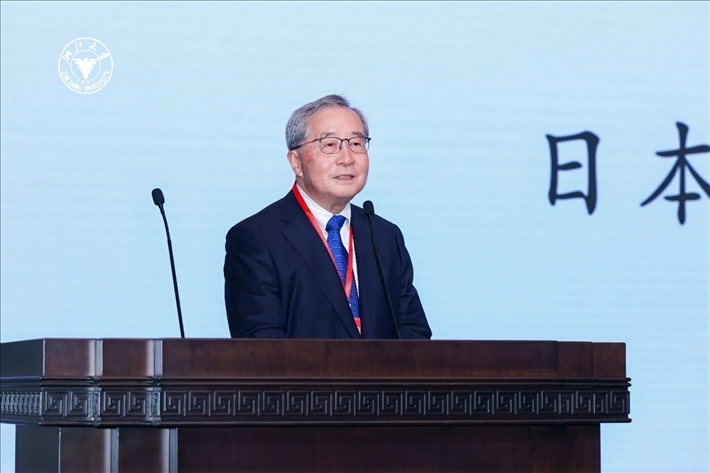 日本財團理事長尾形武壽在閉幕式上致辭。浙江大學(xué)供圖