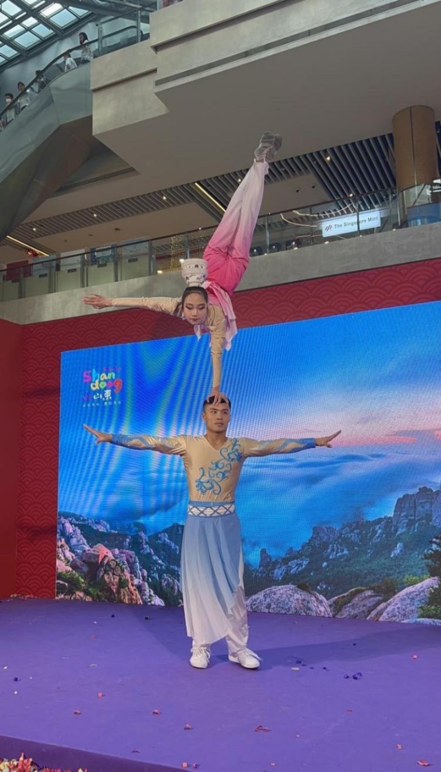 來自中國和新加坡的藝術(shù)團體聯(lián)袂表演了歌舞、器樂、武術(shù)、雜技等多種形式的文藝節(jié)目?；顒又鬓k方供圖