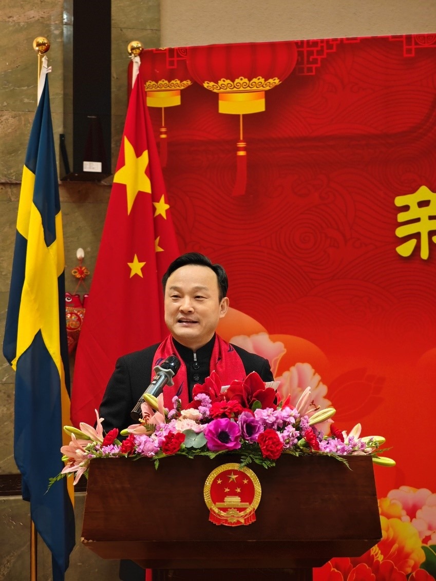 中國駐哥德堡總領事楊培棟致辭。中國駐哥德堡總領館供圖