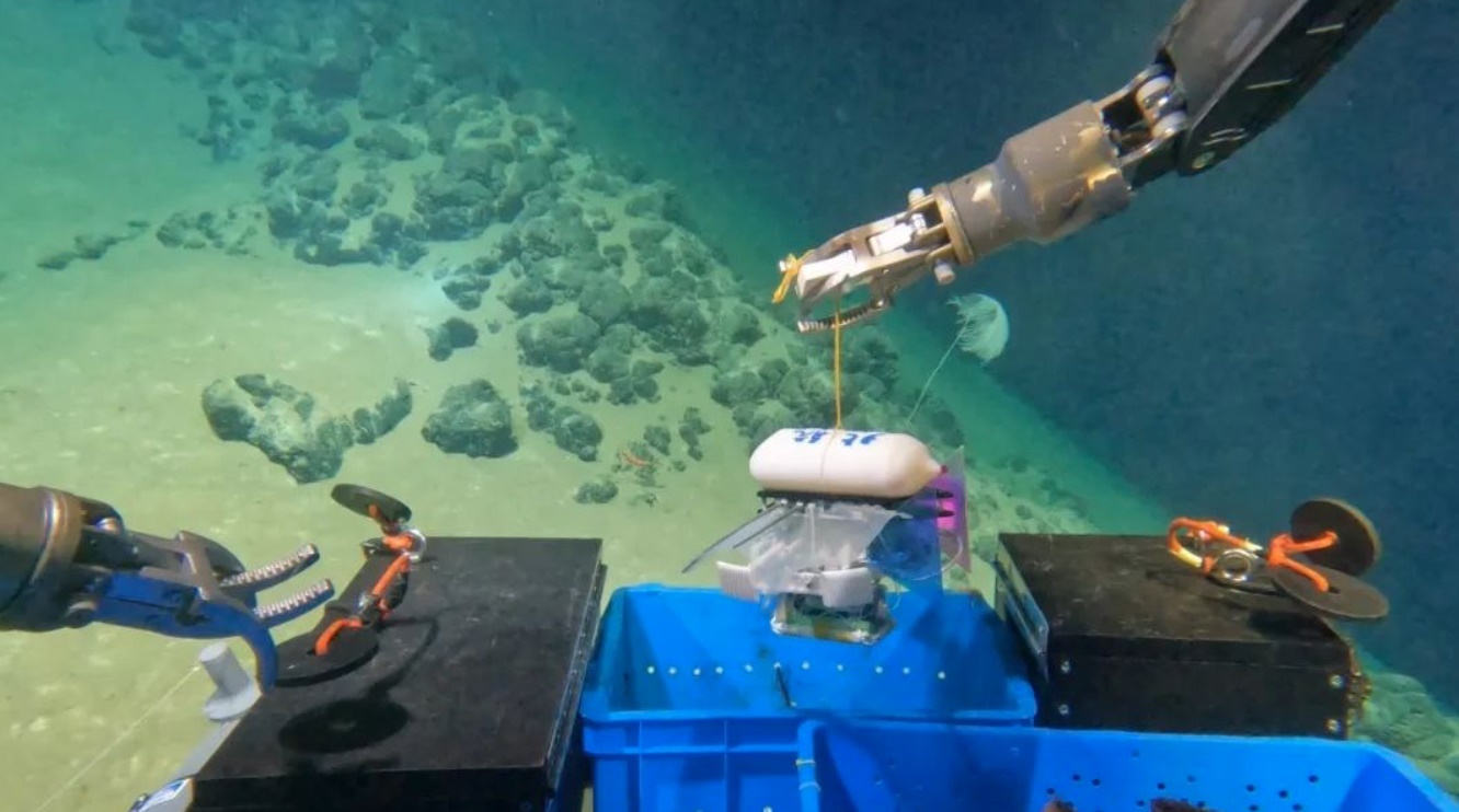 北航深海小型機器人在深海測試。校方供圖